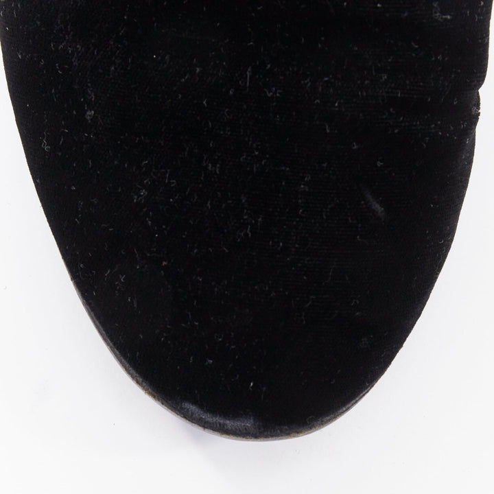 GIUSEPPE ZANOTT RemyeI black velvet crystal brooch le smoking loafers EU43