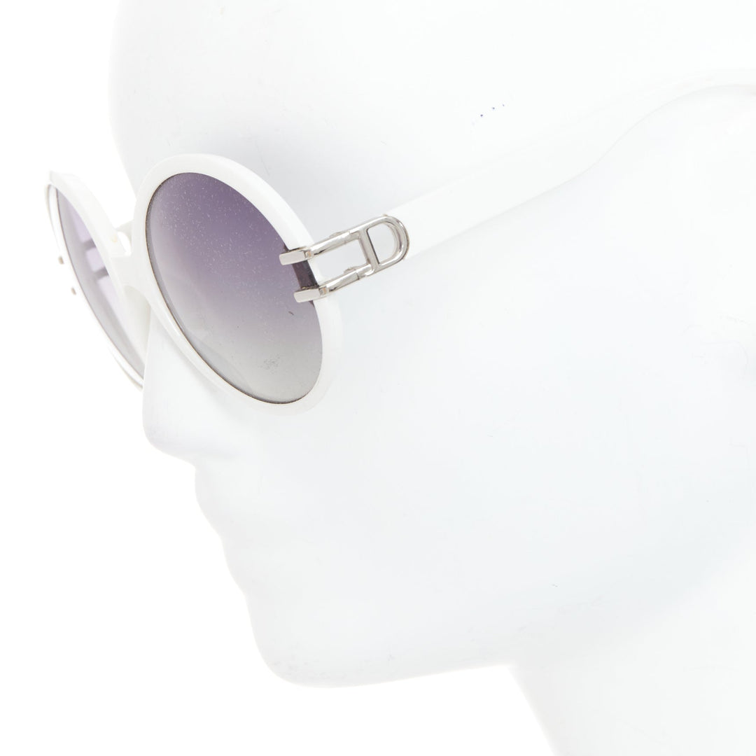 CHRISTIAN DIOR Josephine1 VK6VK white silver D logo oval sunglasses