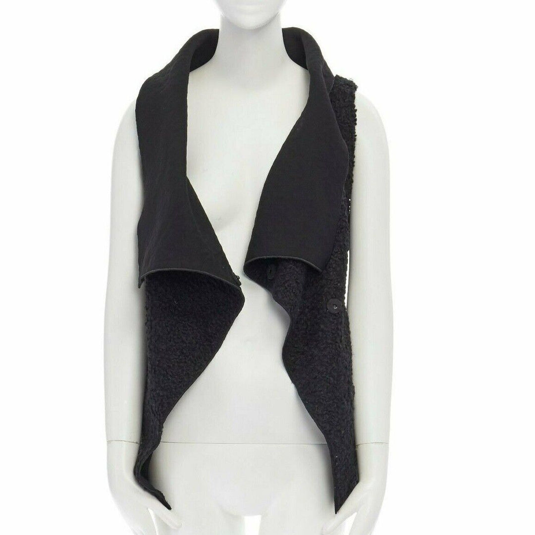 ROLAND MOURET RM wool mohair blend draped collar sleeveless vest jacket US6 M