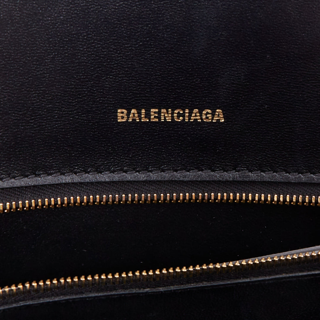 BALENCIAGA 2019 Demna Hourglass Small black smooth leather B flap bag