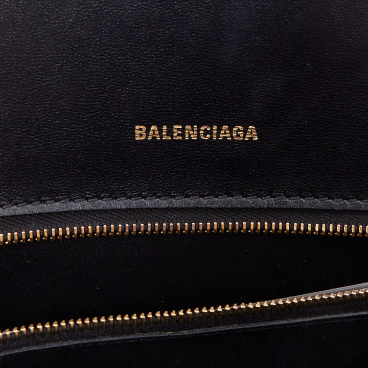BALENCIAGA 2019 Demna Hourglass Small black smooth leather B flap bag