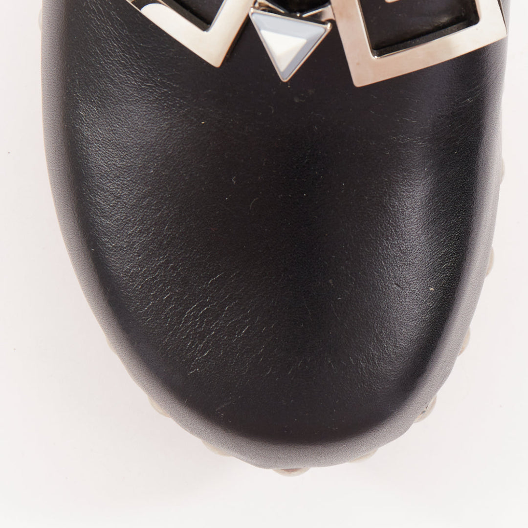 FENDI Hypnoteyes Monster Bag Bug black stud embellished wooden clog mules EU40