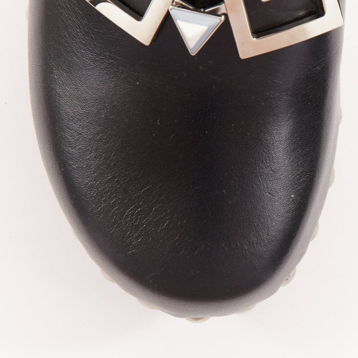 FENDI Hypnoteyes Monster Bag Bug black stud embellished wooden clog mules EU40
