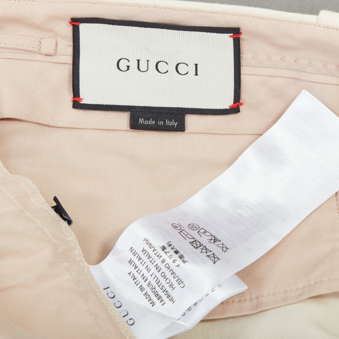 GUCCI 2015 Runway beige snake floral embroidered silk cotton trousers IT40 S