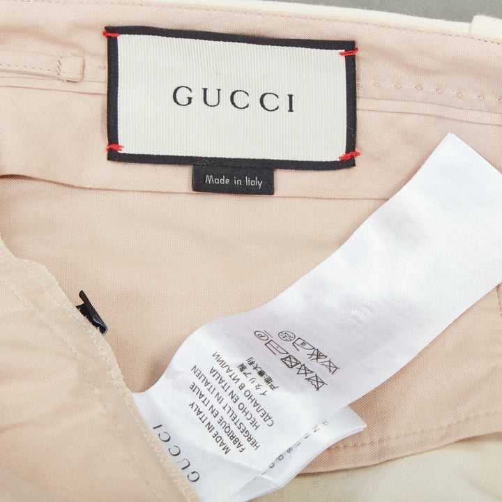 GUCCI 2015 Runway beige snake floral embroidered silk cotton trousers IT40 S