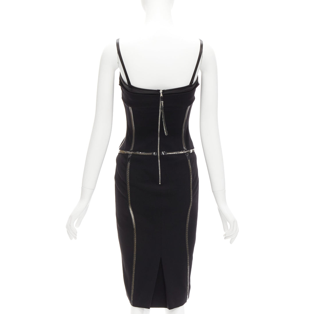DOLCE GABBANA black plastic chain boned corset dress IT38 XS Rihanna