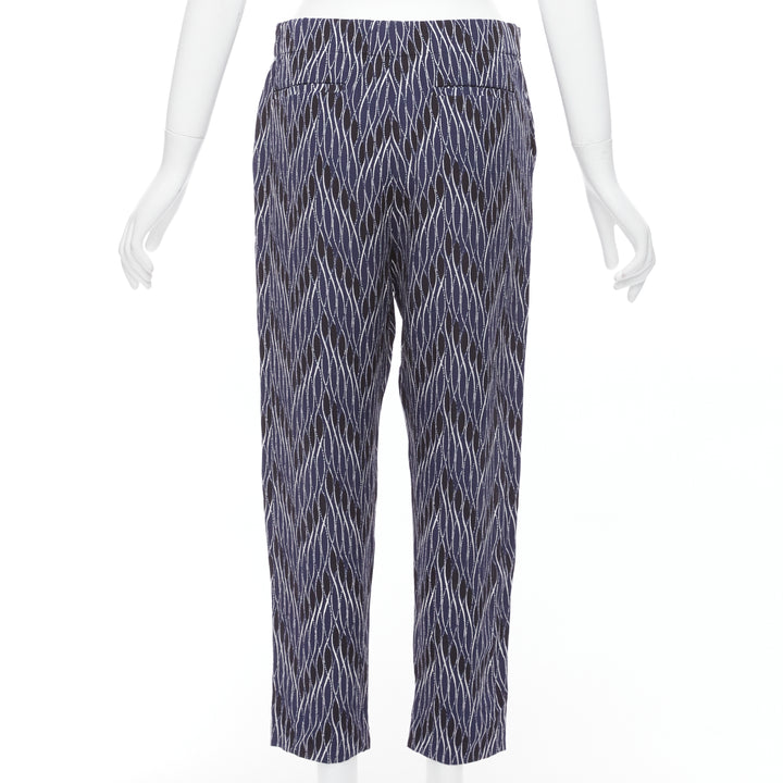 MARNI navy black geometric pattern print elastic waist crop pants IT40 S