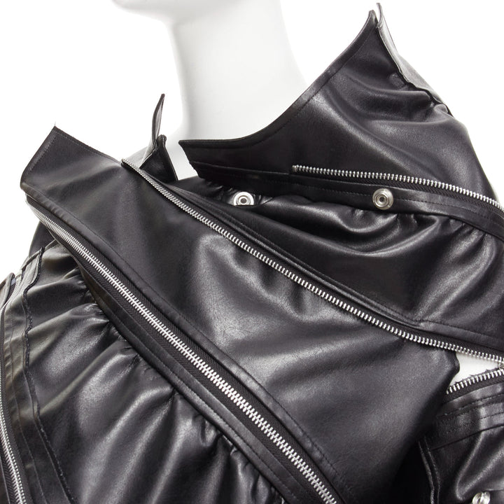 JUNYA WATANABE 2022 Runway black zip pleather deconstructed cape coat XS