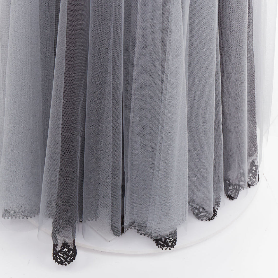 rare CHRISTIAN DIOR 2024 Runway grey butterfly bead embroidered tulle maxi gown