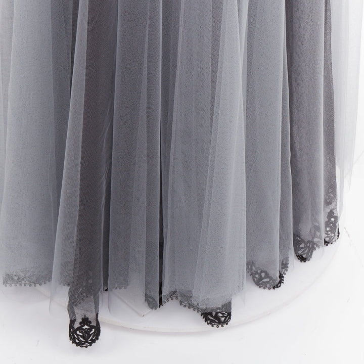 rare CHRISTIAN DIOR 2024 Runway grey butterfly bead embroidered tulle maxi gown