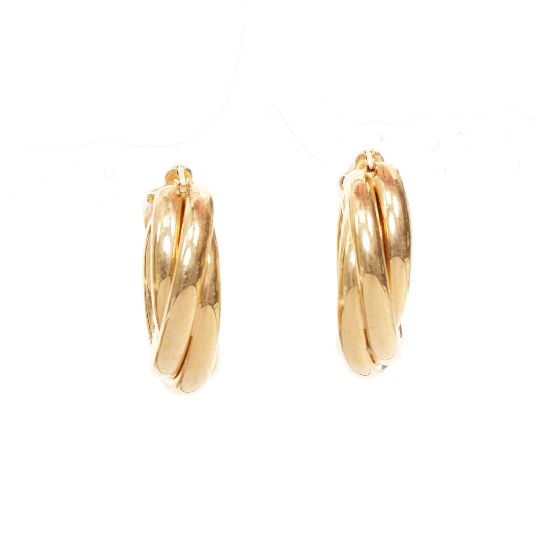 OLD CELINE Phoebe Philo Trinity Twist Swirl gold tone brass hoop earrings Pair