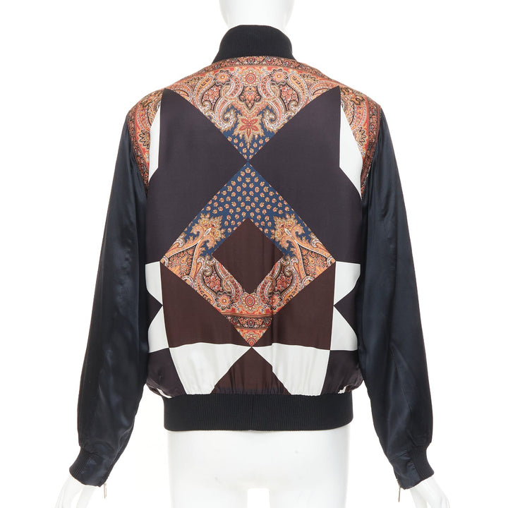 GIVENCHY 2013 silk Teddy black paisley scarf geometric bomber jacket FR38 M