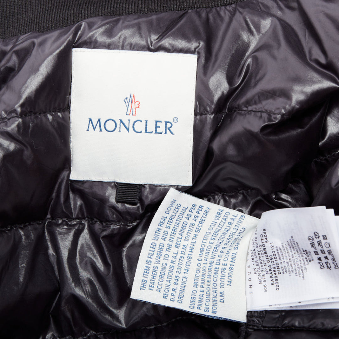MONCLER G32-003 black logo puffer mesh trim nylon bomber Sz.2 M