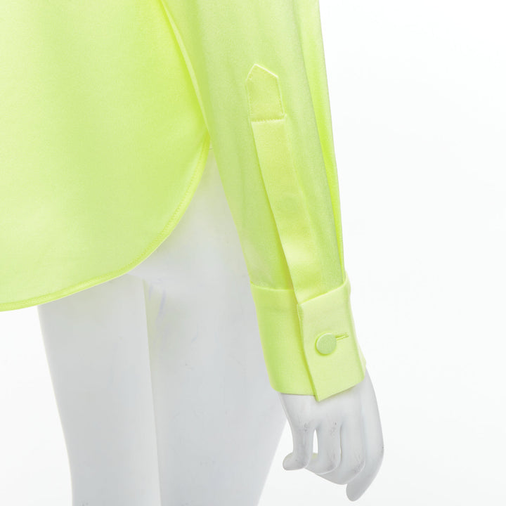 ALEX PERRY neon yellow padded shoulder button down overshirt UK8 S