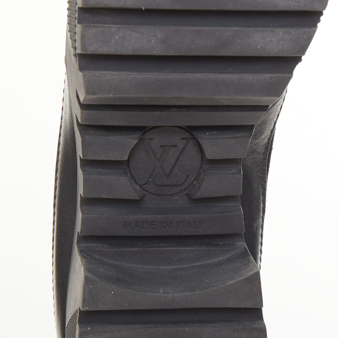 LOUIS VUITTON Laureate platform monogram black suede desert combat boot EU39 US9