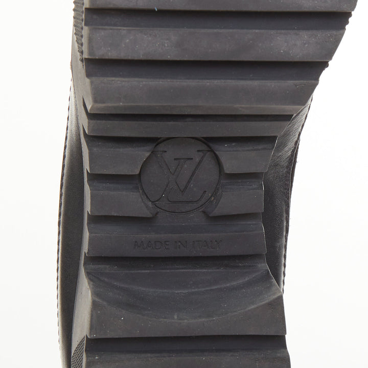 LOUIS VUITTON Laureate platform monogram black suede desert combat boot EU39 US9
