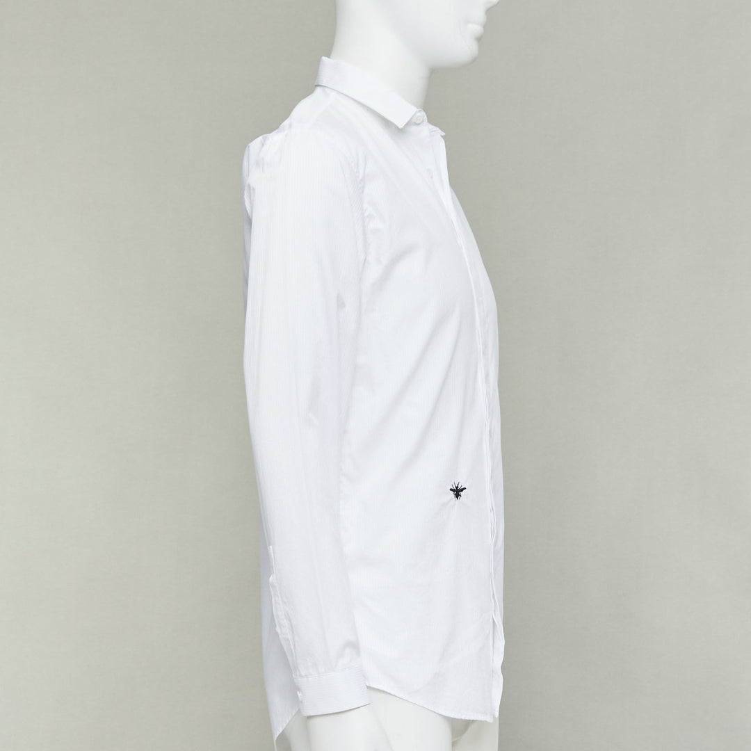 DIOR HOMME Hedi Slimane white cotton black bee embroidery shirt EU39 M