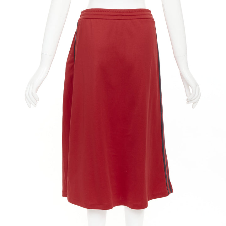 GUCCI Alessandro Michele red pleated Signature Web side track skirt XS