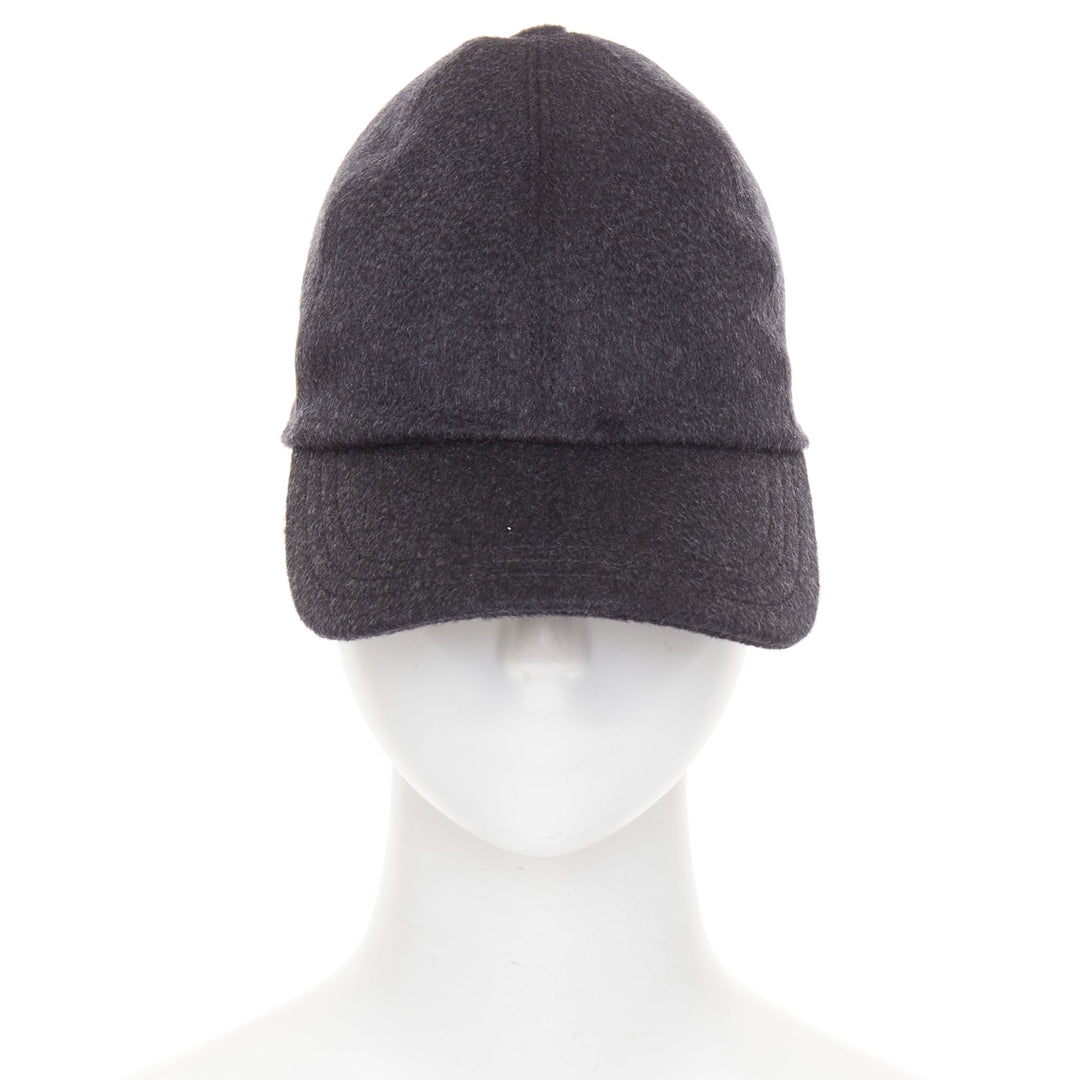 THE ROW Caspian 100% cashmere dark grey 5 panel curved brim Baseball Cap