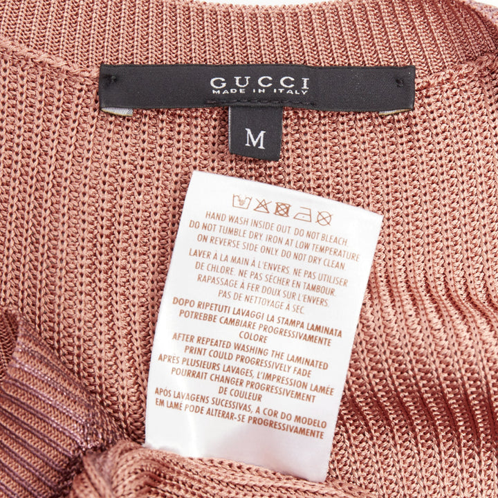 GUCCI metallic copper coated GG logo charm knit mini dress M