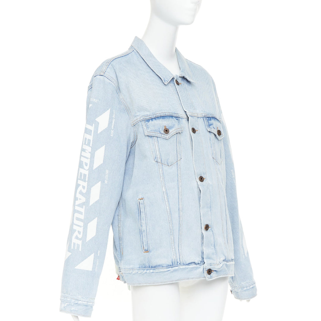 OFF-WHITE Virgil Abloh 2013 Temperature print blue white washed denim jacket M