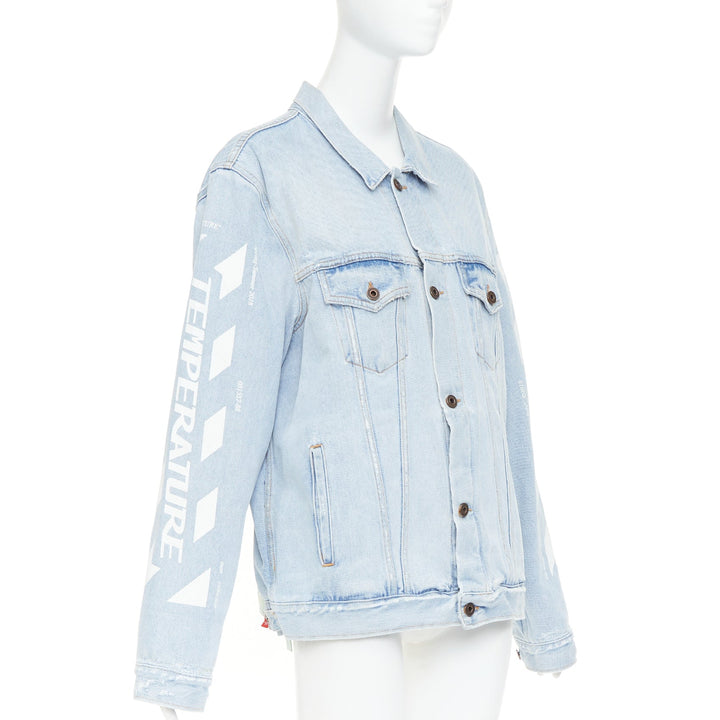 OFF-WHITE Virgil Abloh 2013 Temperature print blue white washed denim jacket M
