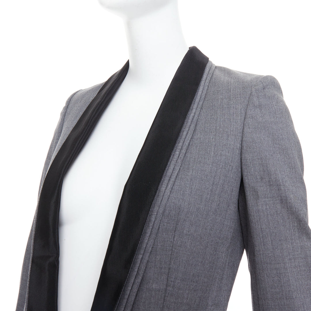 STELLA MCCARTNEY 2011 grey 100% wool triple layer lapel blazer IT36 XXS