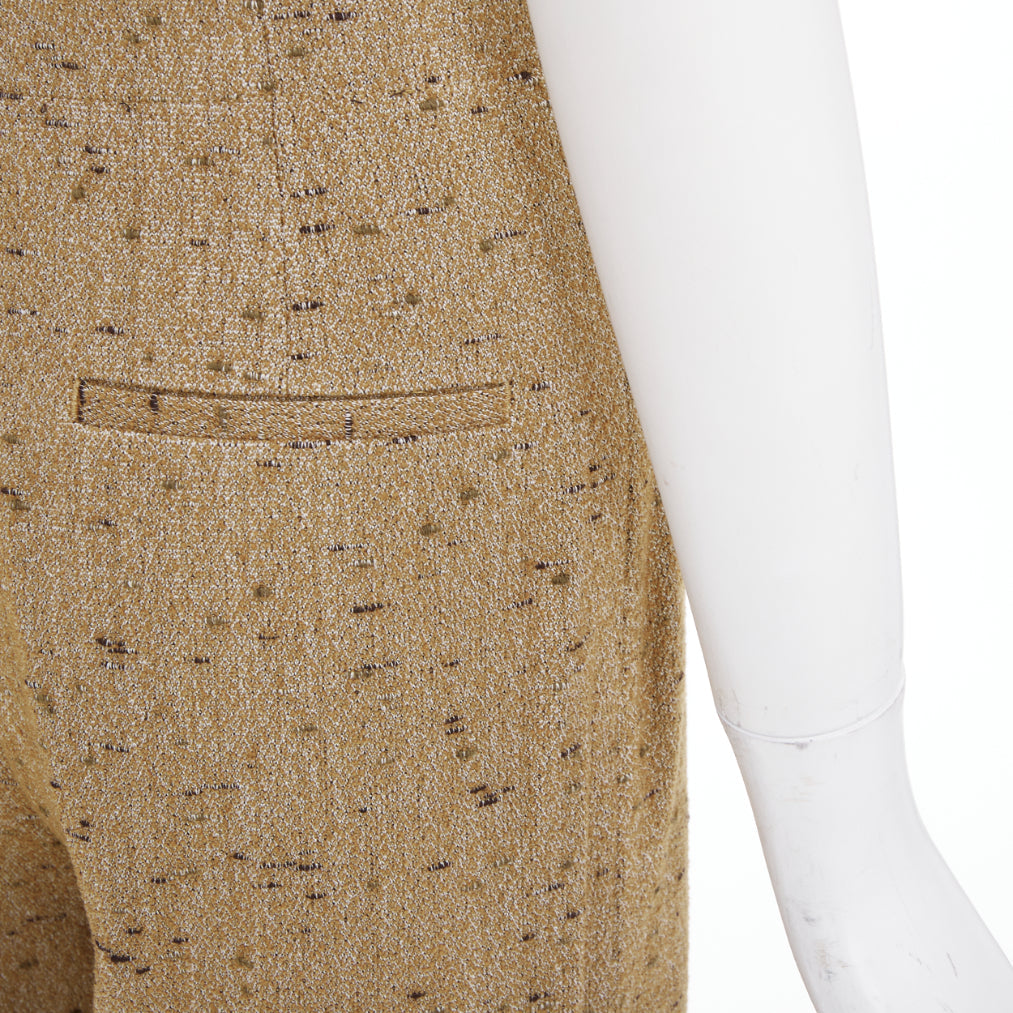 BOTTEGA VENETA 2020 brown flecked wool tweed high waisted pants IT38 XS