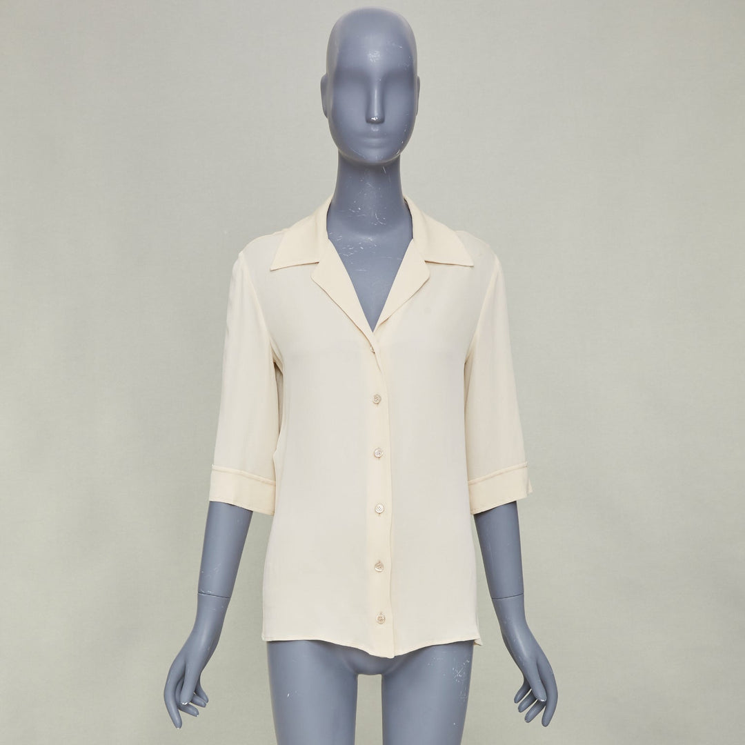 GUCCI 2017 GUCCIFY printed back cream viscose silk short sleeve shirt IT40 S