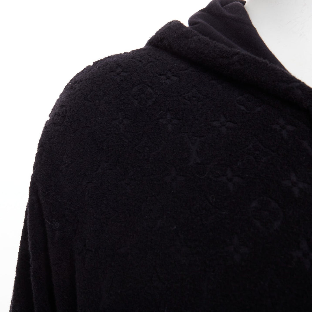 LOUIS VUITTON 2023 Monogram debossed French terry zip up hoodie outerwear XL