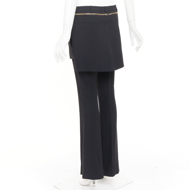 GIVENCHY black gold zip skirt layered flare pants trousers bottom FR36 S