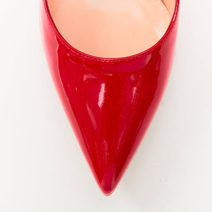 GIANVITO ROSSI 85 red patent leather pointed toe slipon stiletto pumps EU36.5