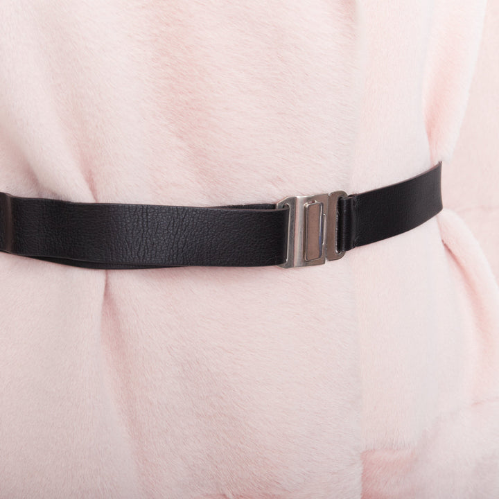 OLD CELINE Phoebe Philo 2015 baby pink lamb shearling leather collar coat FR40 L