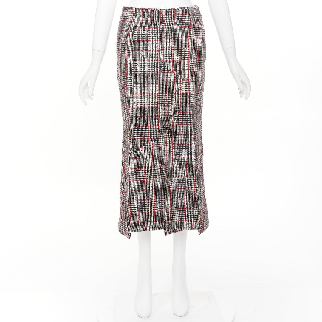MCQ ALEXANDER MCQUEEN multicolor plaid checked tweed pleated midi skirt IT38