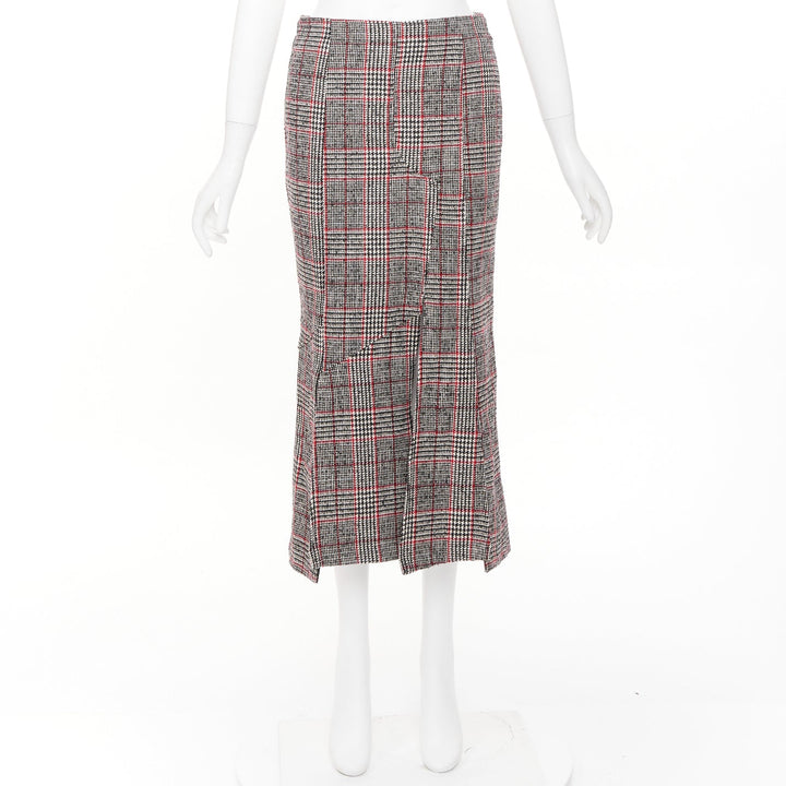 MCQ ALEXANDER MCQUEEN multicolor plaid checked tweed pleated midi skirt IT38