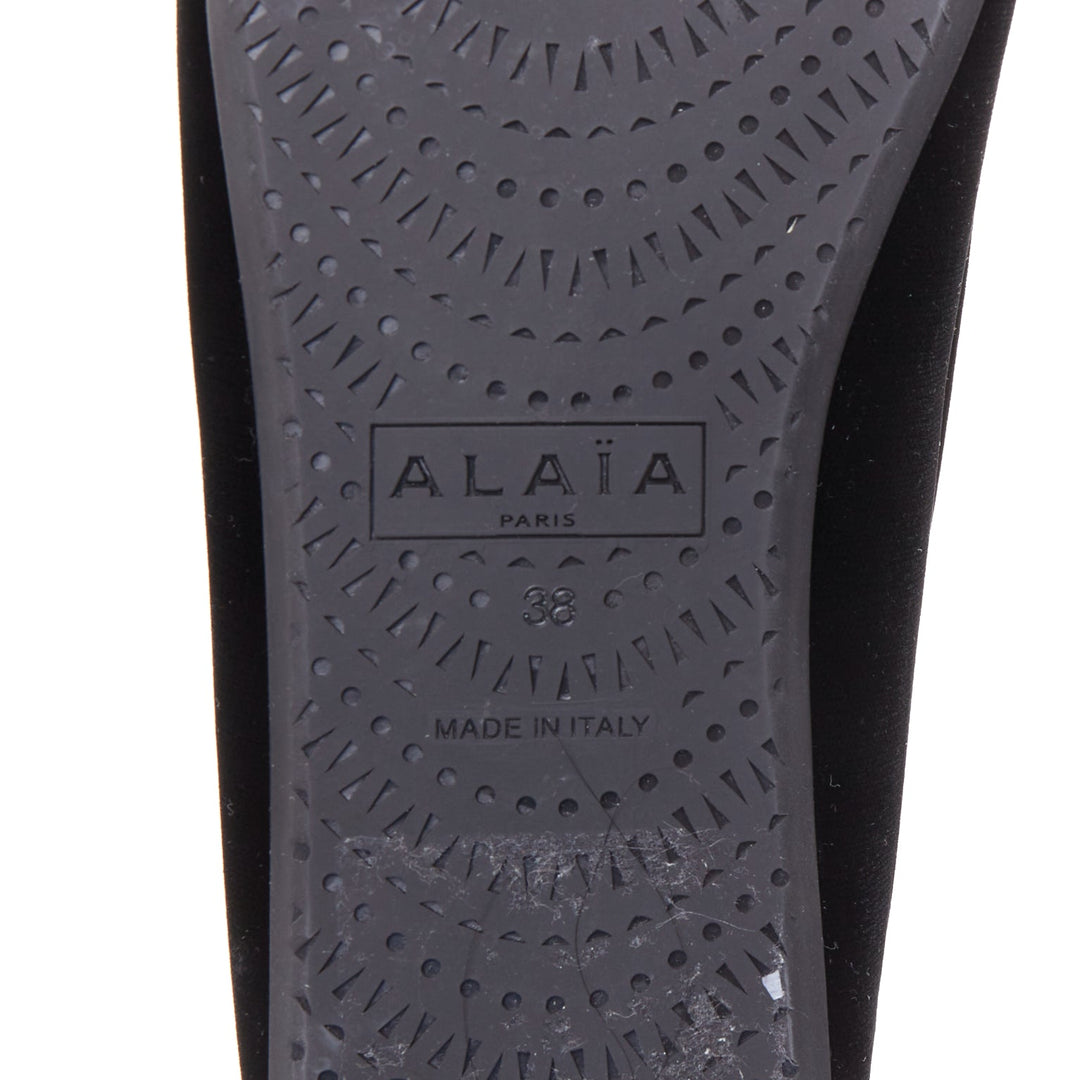 ALAIA black velvet padded 3D outline low vamp ballerina flats EU38