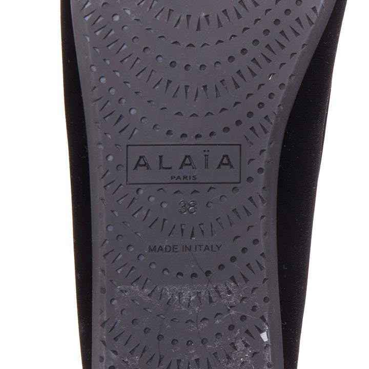 ALAIA black velvet padded 3D outline low vamp ballerina flats EU38
