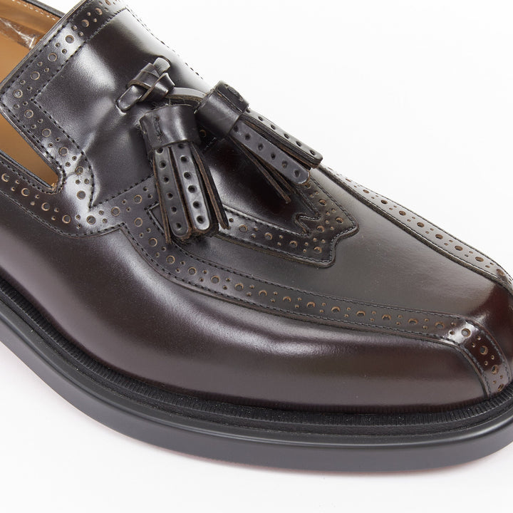 CHRISTIAN LOUBOUTIN Daniloumoc Urban burgundy black leather tassel loafer EU43