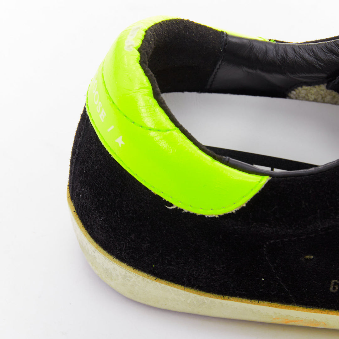 GOLDEN GOOSE GGDB SStar black neon green suede distressed sneakers EU37