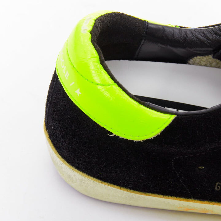 GOLDEN GOOSE GGDB SStar black neon green suede distressed sneakers EU37