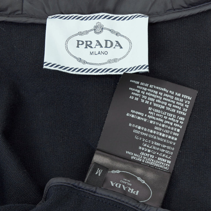 PRADA 2019 Linea Rossa navy white striped zip front logo side cropped hoodie M