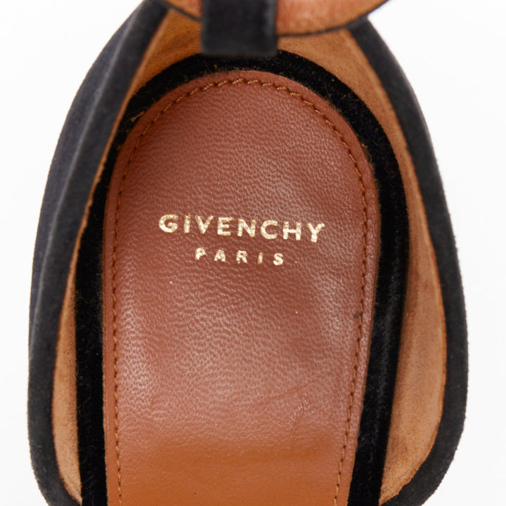 GIVENCHY Matilda black velvet brown snake leather metal pin heel sandal EU40