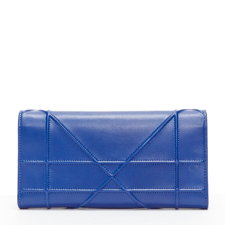 DIOR Diorama cerulean blue quilted crossbody wallet on chain clutch bag