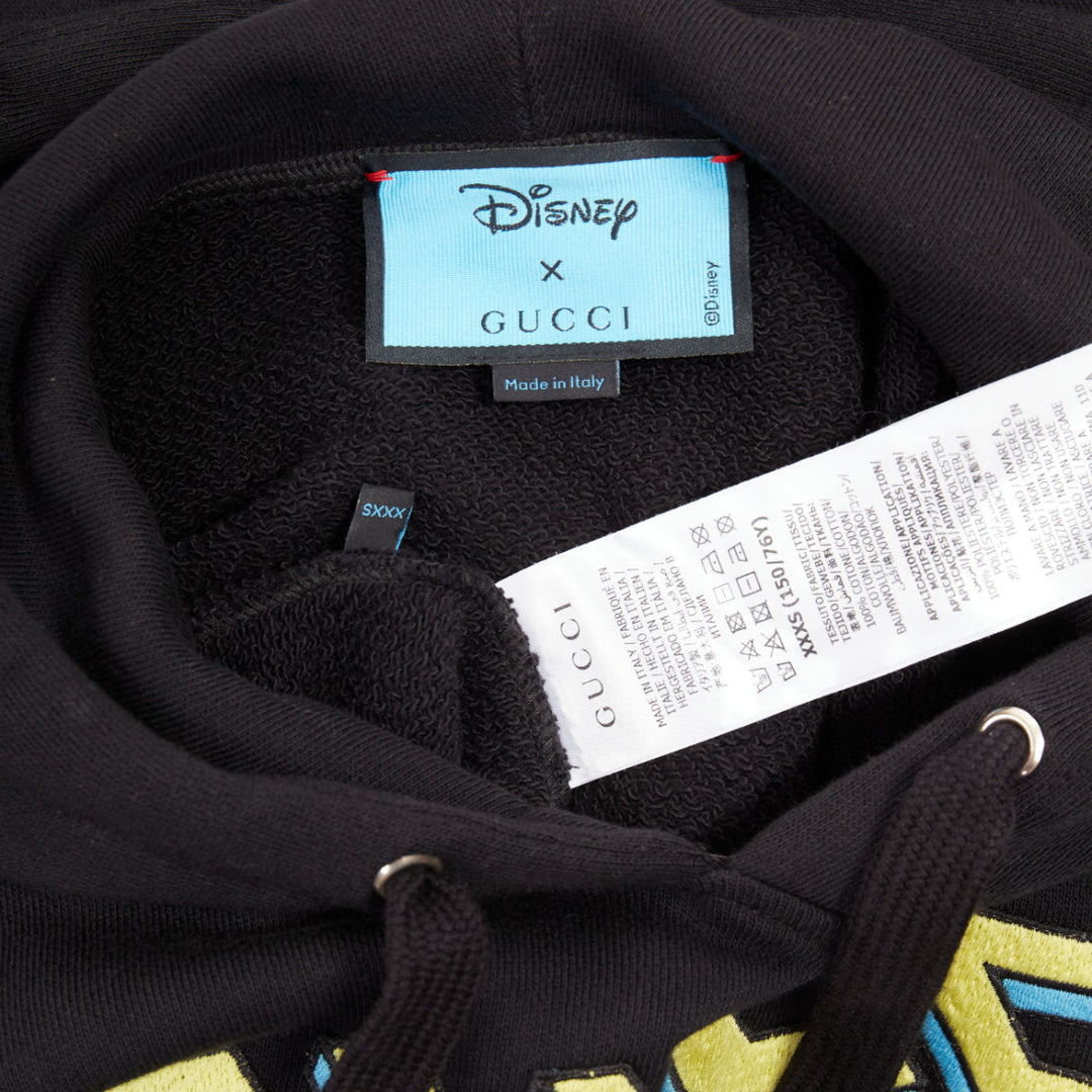 GUCCI DISNEY 2021 Runway Flash Space embroidered Donald Duck fleece hoodie XXXS