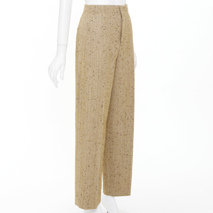 BOTTEGA VENETA 2020 brown flecked wool tweed high waisted pants IT38 XS