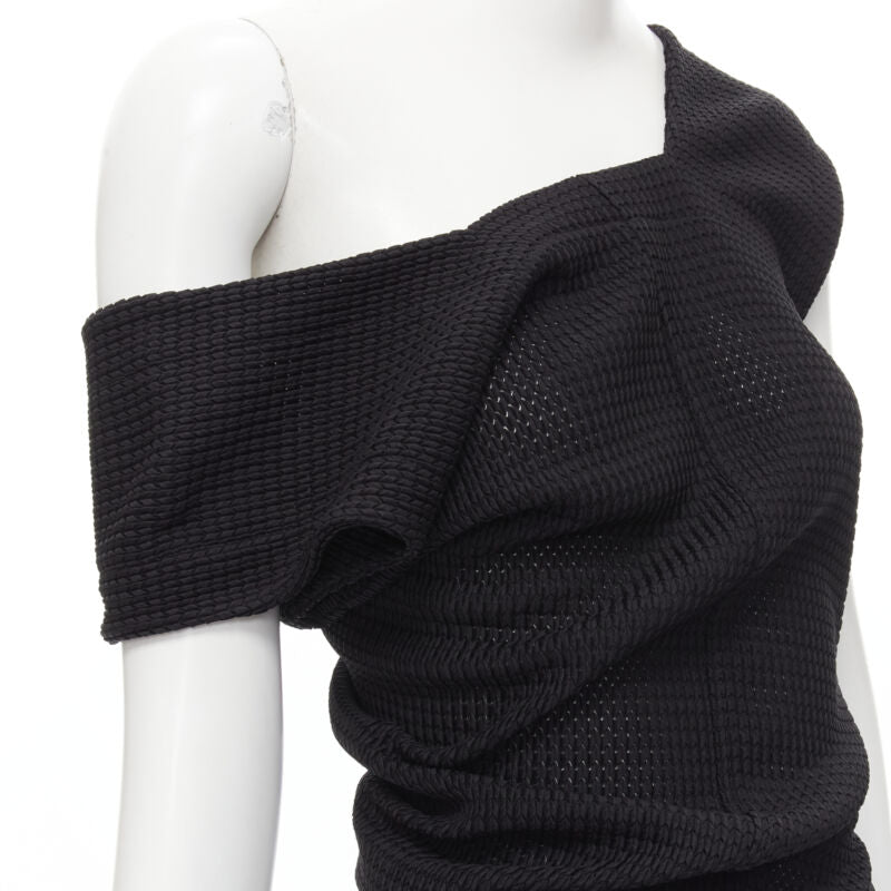 COMME DES GARCONS Vintage 1980s acetate knit angular draped handkerchief dress M