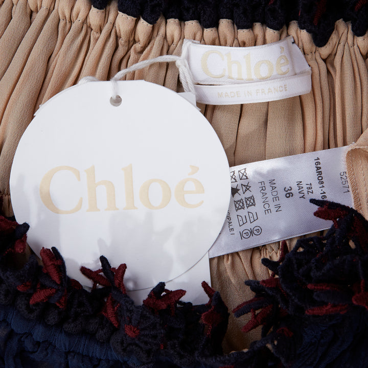 Female mannequin wearing Chloe Runway Navy Cotton Women Mini Dress in Size FR36 | Available at JHROP