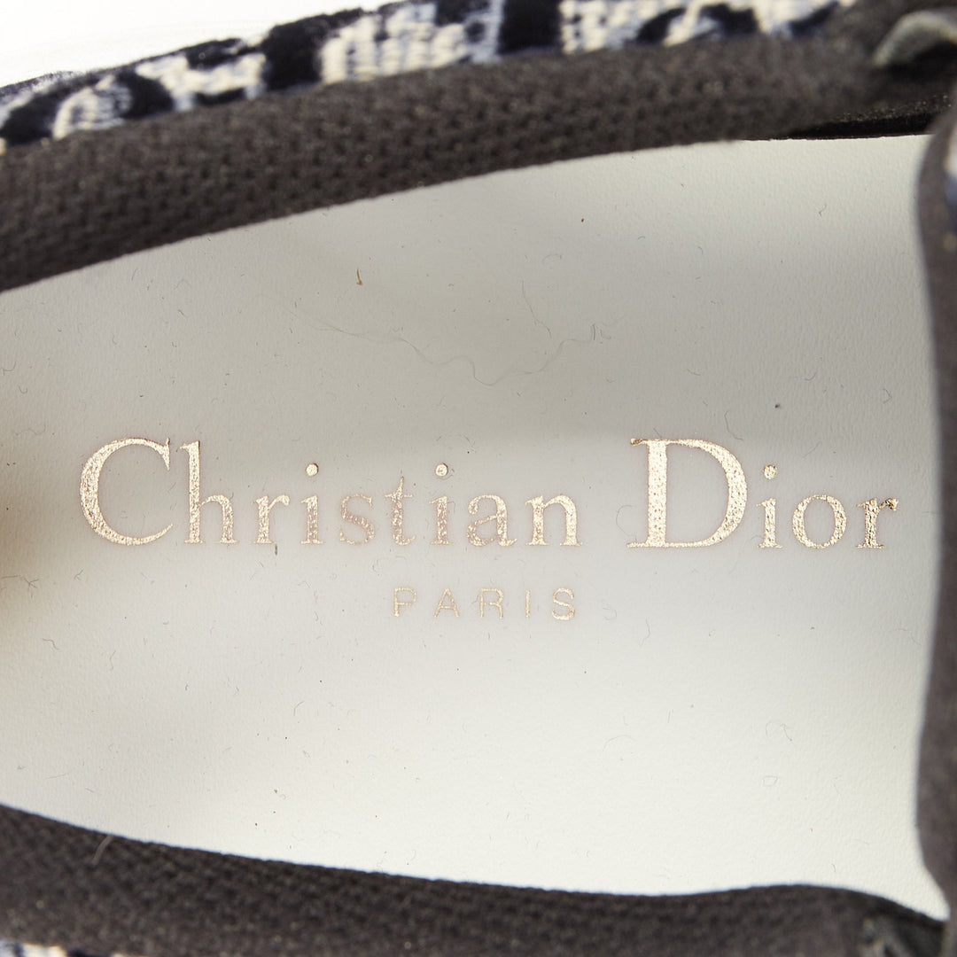 CHRISTIAN DIOR 2021 Solar deep blue velvet embroidered Oblique sneaker EU37.5