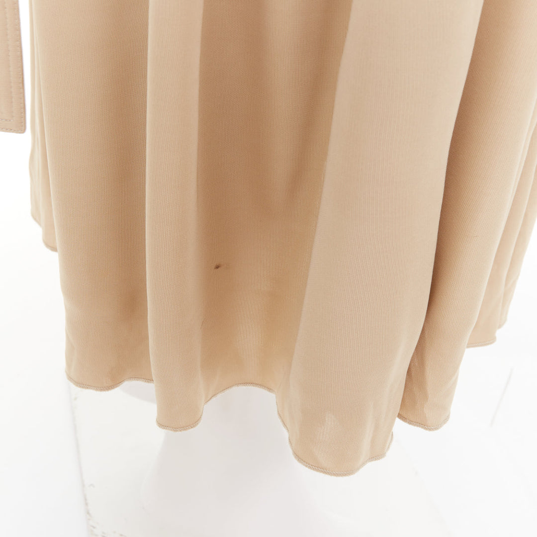 OLD CELINE Phoebe Philo 2016 nude viscose open back tie pleat midi dress FR34 XS