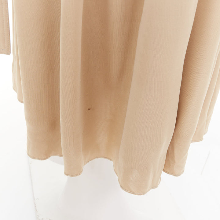 OLD CELINE Phoebe Philo 2016 nude viscose open back tie pleat midi dress FR34 XS